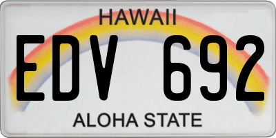 HI license plate EDV692