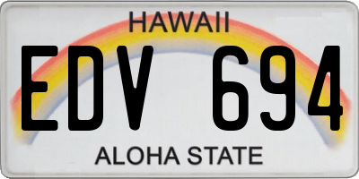 HI license plate EDV694