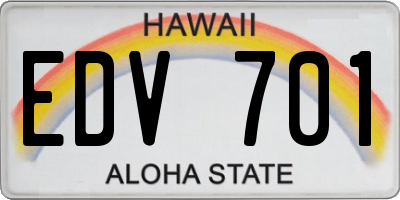 HI license plate EDV701