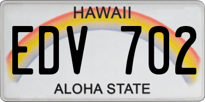 HI license plate EDV702