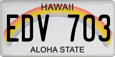 HI license plate EDV703