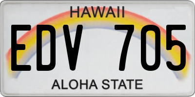 HI license plate EDV705