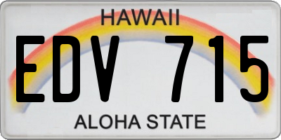 HI license plate EDV715