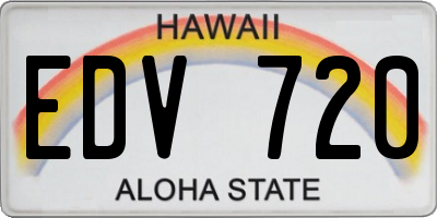 HI license plate EDV720