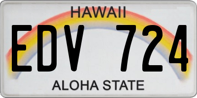 HI license plate EDV724