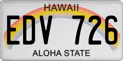 HI license plate EDV726