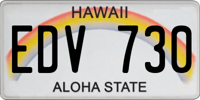 HI license plate EDV730