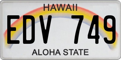 HI license plate EDV749