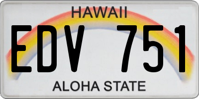 HI license plate EDV751
