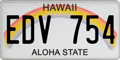 HI license plate EDV754