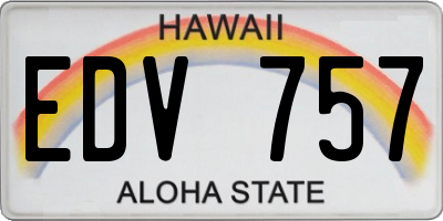 HI license plate EDV757