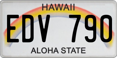 HI license plate EDV790