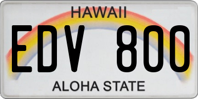 HI license plate EDV800