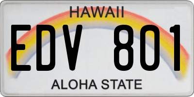 HI license plate EDV801