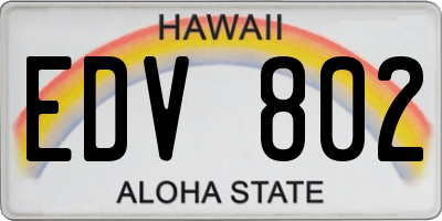HI license plate EDV802