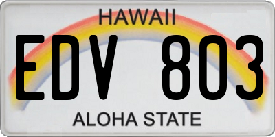 HI license plate EDV803