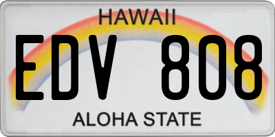 HI license plate EDV808
