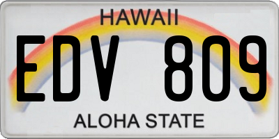 HI license plate EDV809