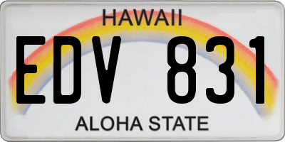 HI license plate EDV831