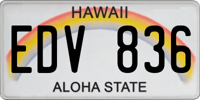 HI license plate EDV836