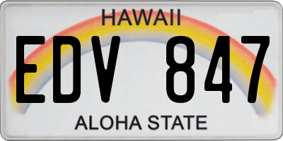 HI license plate EDV847