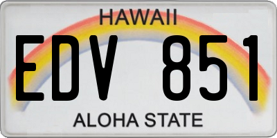 HI license plate EDV851