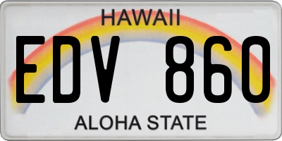 HI license plate EDV860