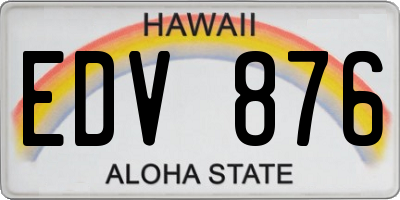 HI license plate EDV876