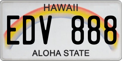 HI license plate EDV888