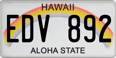 HI license plate EDV892