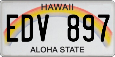 HI license plate EDV897
