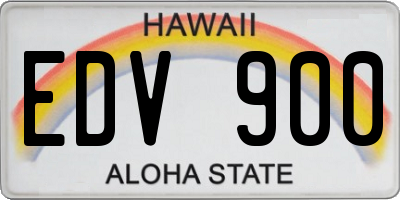 HI license plate EDV900