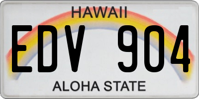 HI license plate EDV904