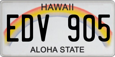 HI license plate EDV905
