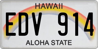 HI license plate EDV914