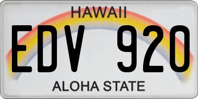 HI license plate EDV920