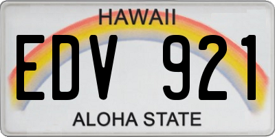 HI license plate EDV921
