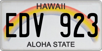 HI license plate EDV923