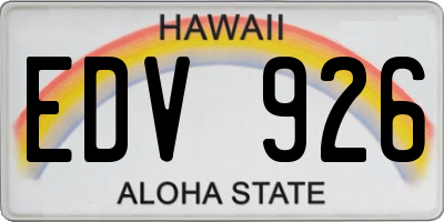 HI license plate EDV926