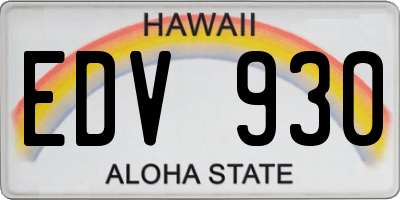 HI license plate EDV930