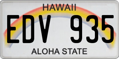 HI license plate EDV935