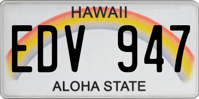 HI license plate EDV947