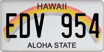 HI license plate EDV954