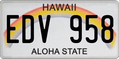 HI license plate EDV958