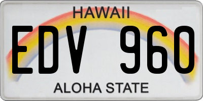 HI license plate EDV960