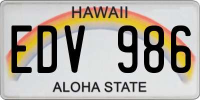 HI license plate EDV986