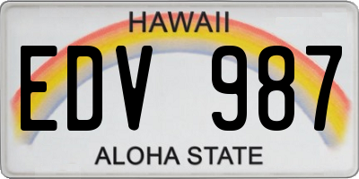 HI license plate EDV987