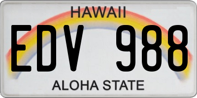 HI license plate EDV988
