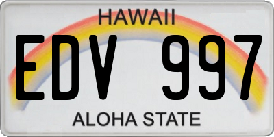 HI license plate EDV997