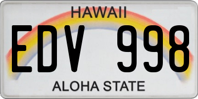 HI license plate EDV998